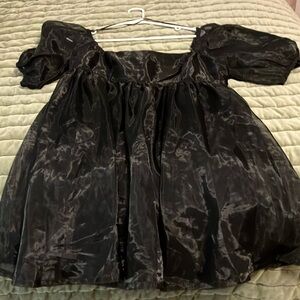 Elegant Black Puff Sleeve Dress